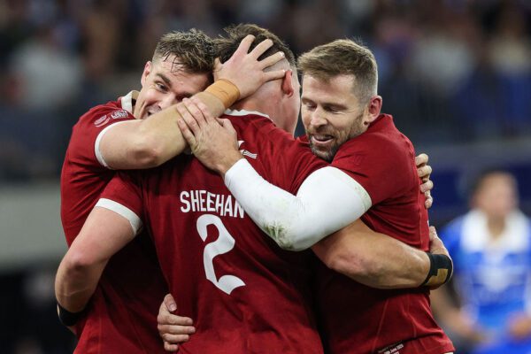 2025 British & Irish Lions Tour To Australia, Optus Stadium, Perth, Australia 28/6/2025
British & Irish Lions vs Western Force
Lions’ Dan Sheehan celebrates scoring a try with Garry Ringrose and Elliot Daly
Mandatory Credit ©INPHO/Billy Sitckland